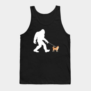 Bigfoot Walking Akita Dog Sasquatch Tank Top